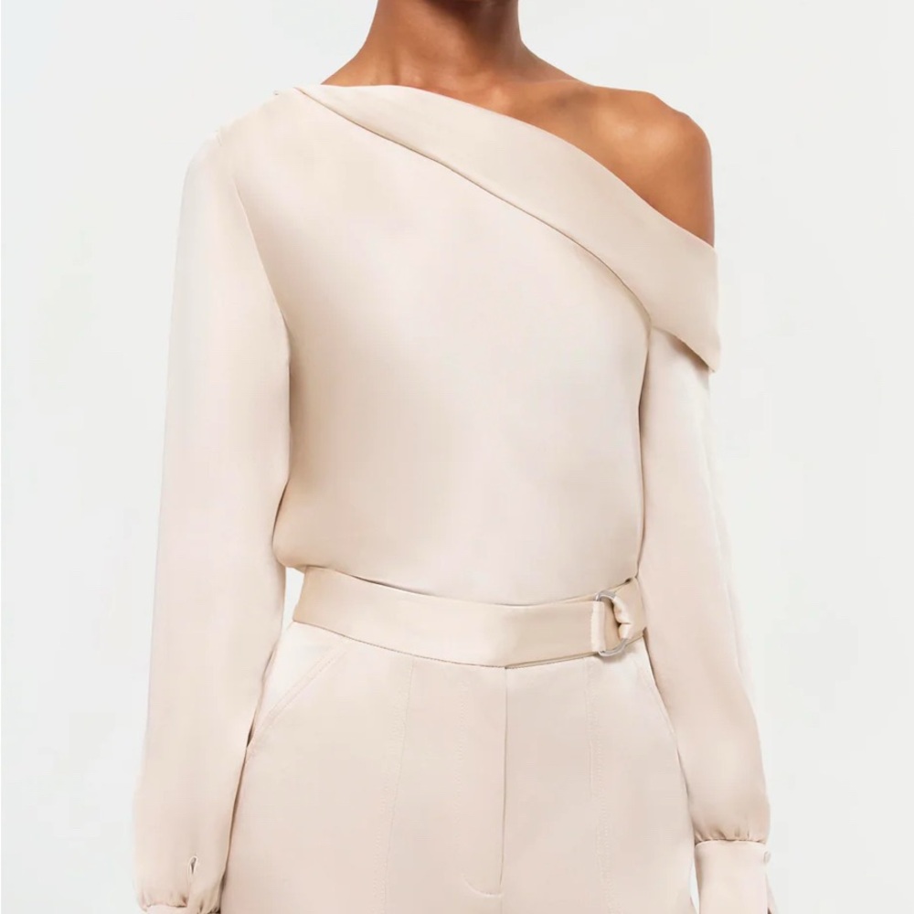 Elegant One-Shoulder Cream Blouse